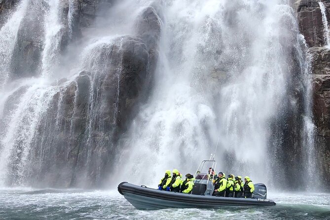Lysefjord RIB Safari from Stavanger - The waterfall shower at Hengjanefossen
