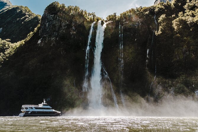 Milford Sound Luxury Lunch Cruise onboard The Fiordland Jewel - Lady Bowen Falls and the fiord walls