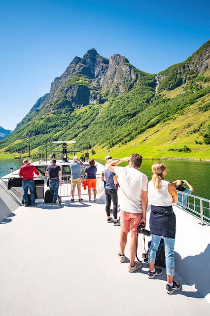 Private Day Tour- Flam Railway & Fjord Cruise From Bergen - Cruising the Nærøyfjord toward Gudvangen