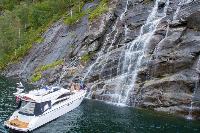 Private Fjord and waterfalls cruise to Modal- Mostraumen - Leaving Bergen with Bryggen behind you