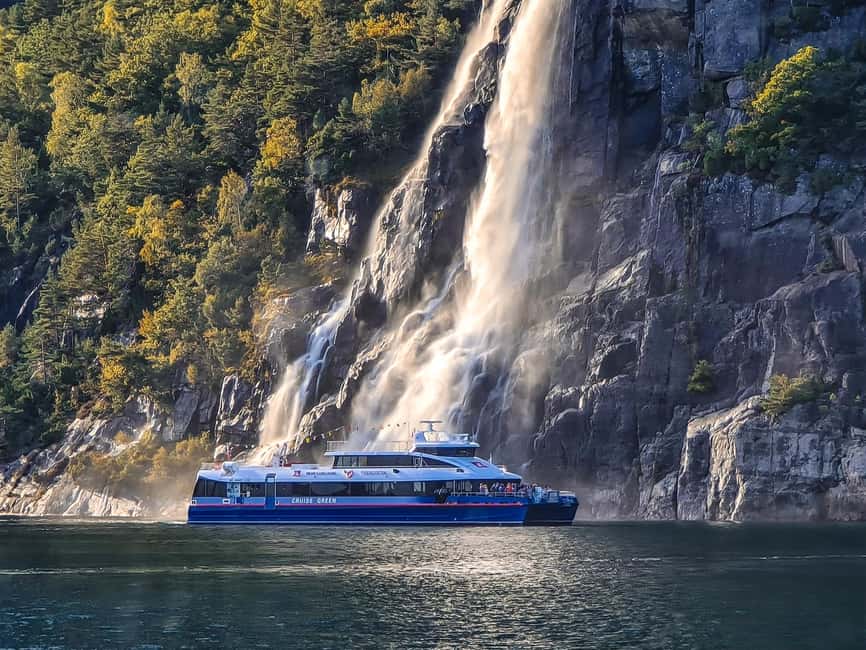 Stavanger: Electric Fjord Cruise to Lysefjord & Preikestolen - Preikestolen from the fjord