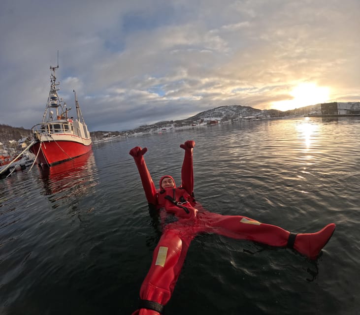 Tromsø: Arctic Fjord Floating in Survival Suit - The 20-minute safety briefing at Kaldfjord