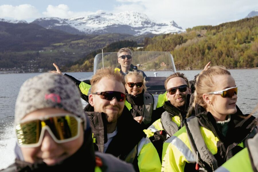 Ulvik: Hardangerfjord Ultimate RIB Tour - Crossing Hardangerfjord toward the bridge